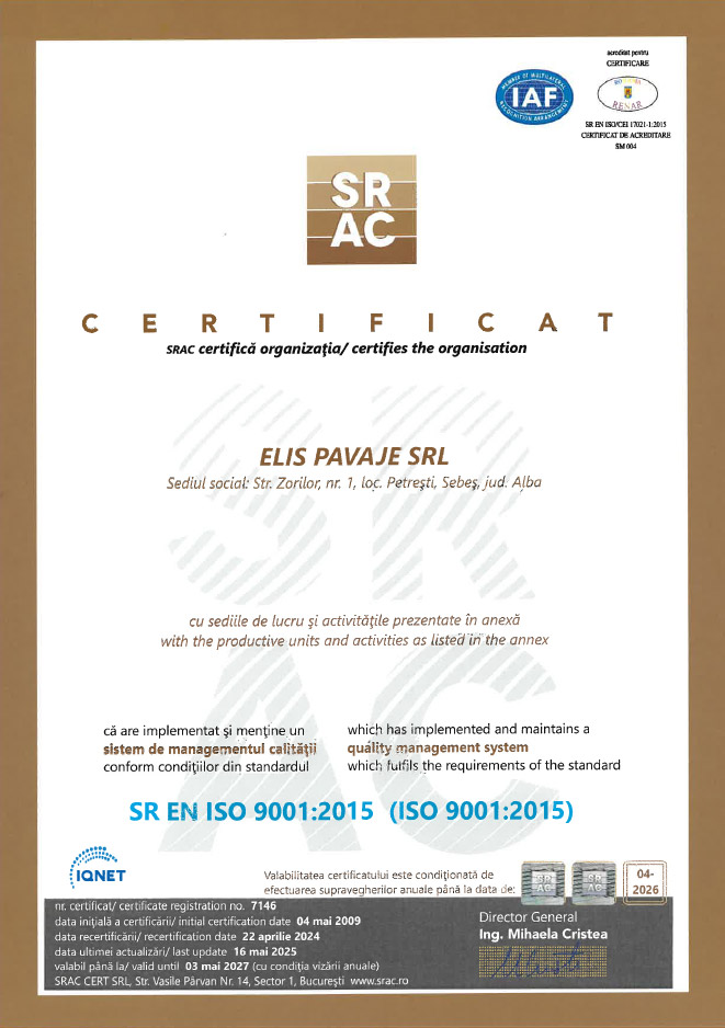 Elis Pavaje ISO 9001:2015