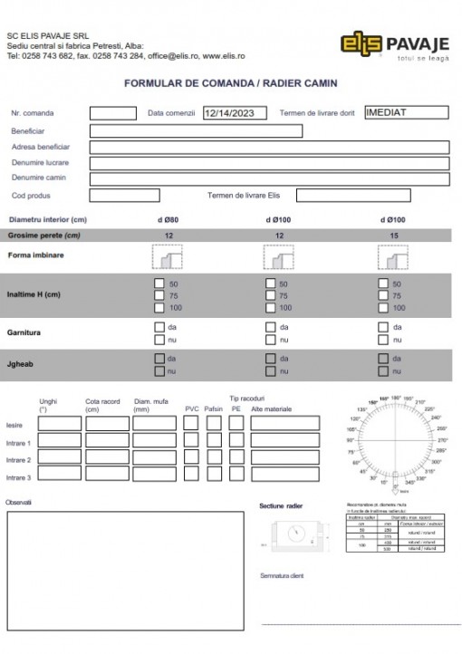 Formular de comanda radier