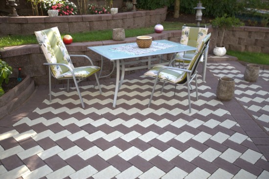 Curte, alei, terasa, pavele Rustic Clasic. culoare Maro si Alb-Crem