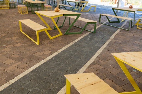 Gradina urbana, Zazen, Cluj, pavele Antico P6, P3, Bar din Blocuri zid Siena, Banca Resto, Focar Quadra, Mese din Elemente D6 Antico